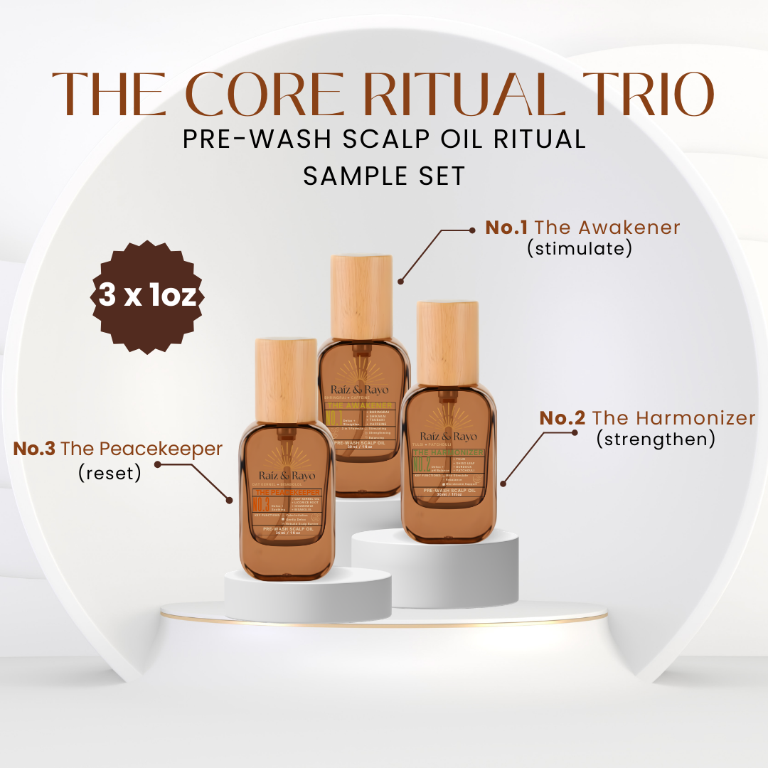 Raíz & Rayo "The Core Ritual Trio" Sample-Set | Organic Pre-Wash Scalp Oil Set | 30ml/1oz Raiz & Rayo