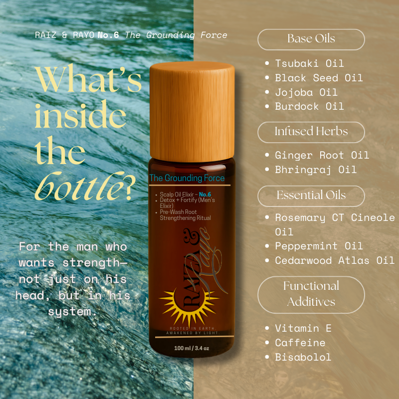 Eco-Friendly Men's Stabilizer Scalp Oil Refill | Raíz & Rayo No.6 The Grounding Force 100ml