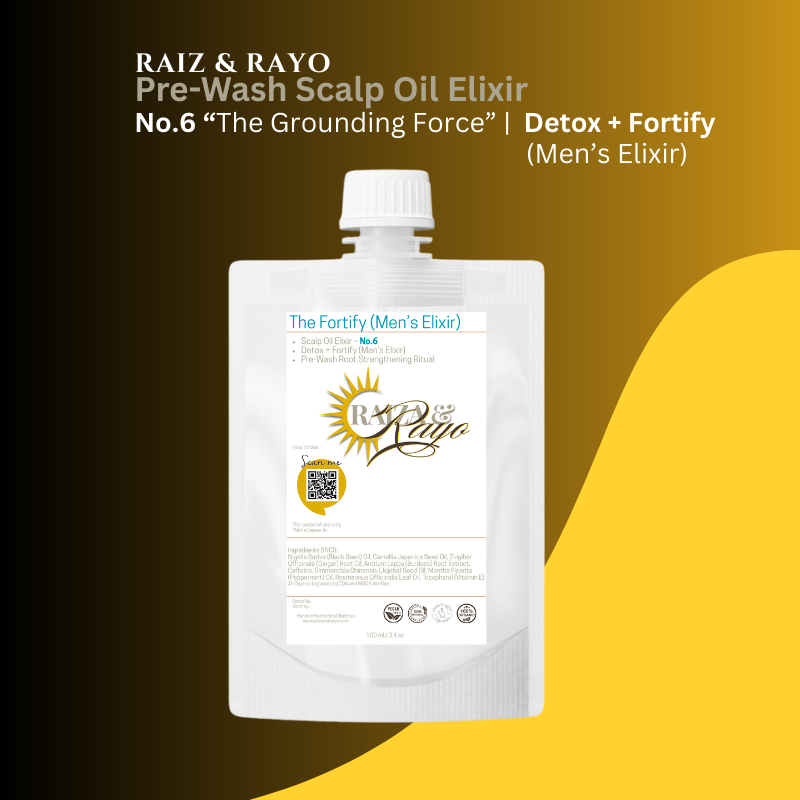 Men’s Fortifying Scalp Oil 4oz | Raíz & Rayo No.6 – The Grounding Force