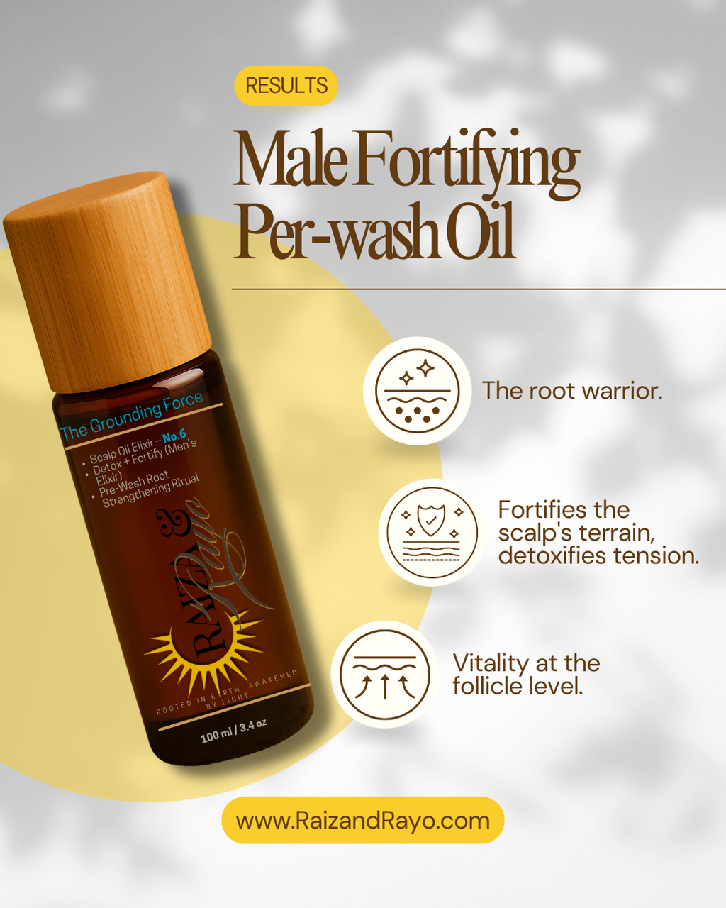 Men’s Fortifying Scalp Oil 4oz | Raíz & Rayo No.6 – The Grounding Force