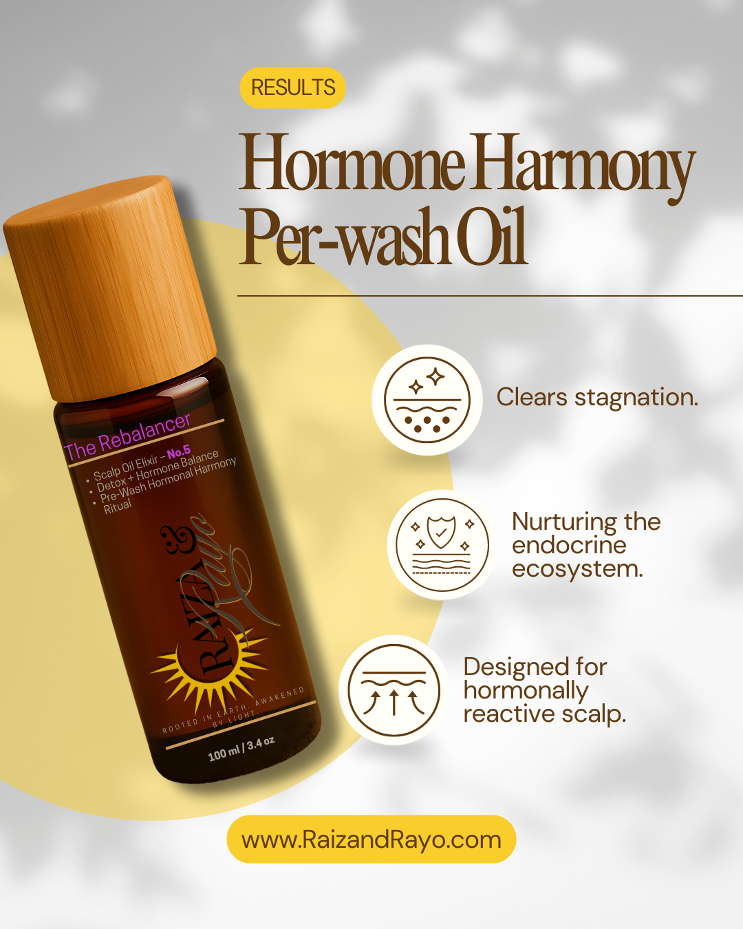 Eco-Friendly Hormone Balance Scalp Oil Refill | Raíz & Rayo No.5 The Rebalancer 100ml