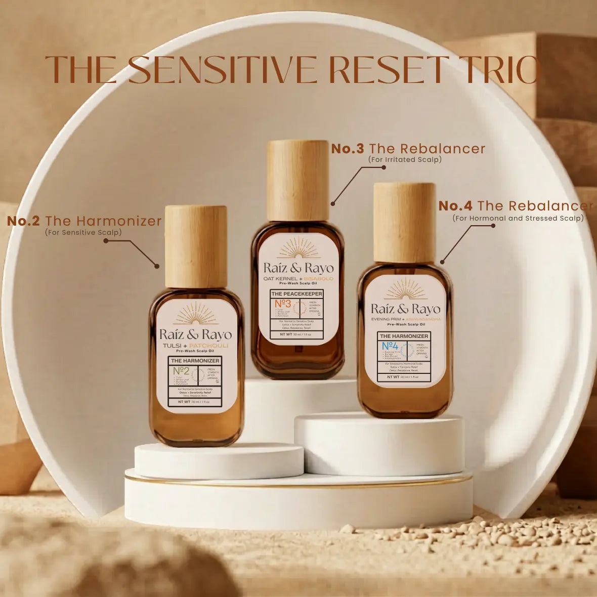 Raíz & Rayo Trio Sample/travel-Set collection | Organic Pre-Wash Scalp Oil Set | 30ml/1oz Raiz & Rayo